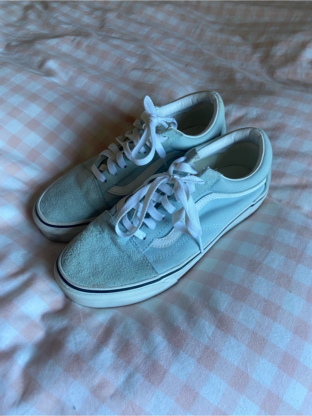 Vans Low-Top Suede and Canvas Sneakers in Light Blue and White